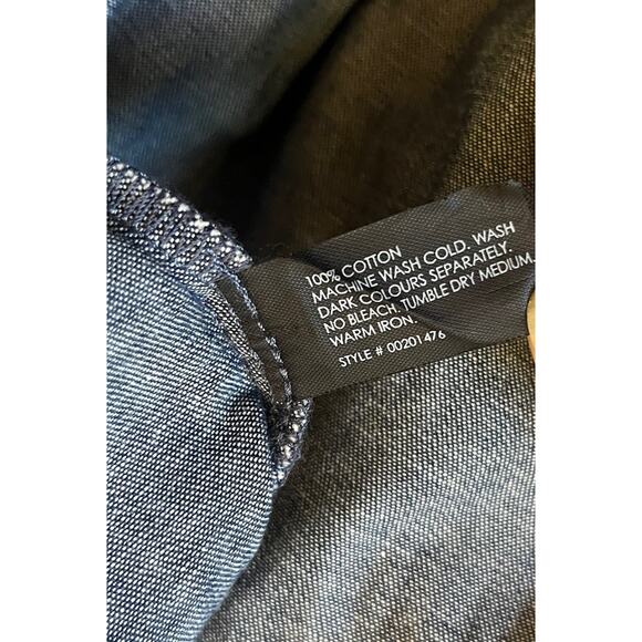 Club Monaco Blue Denim Bustier Strapless Smocked Pocket Dress Women’s Sz 4 - Picture 10 of 10